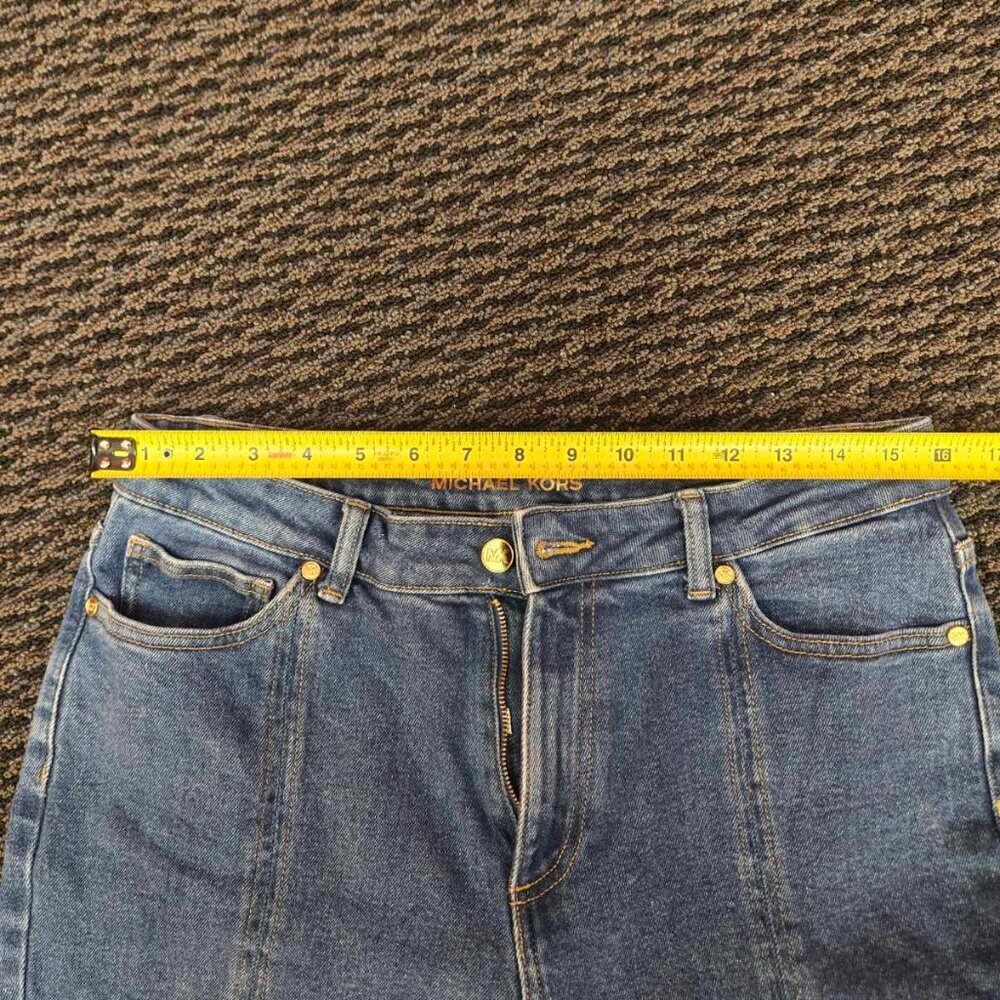 Michael Kors Selma Cropped Flare Jeans High Rise Medium Wash Blue Denim Size 10 - Picture 6 of 12